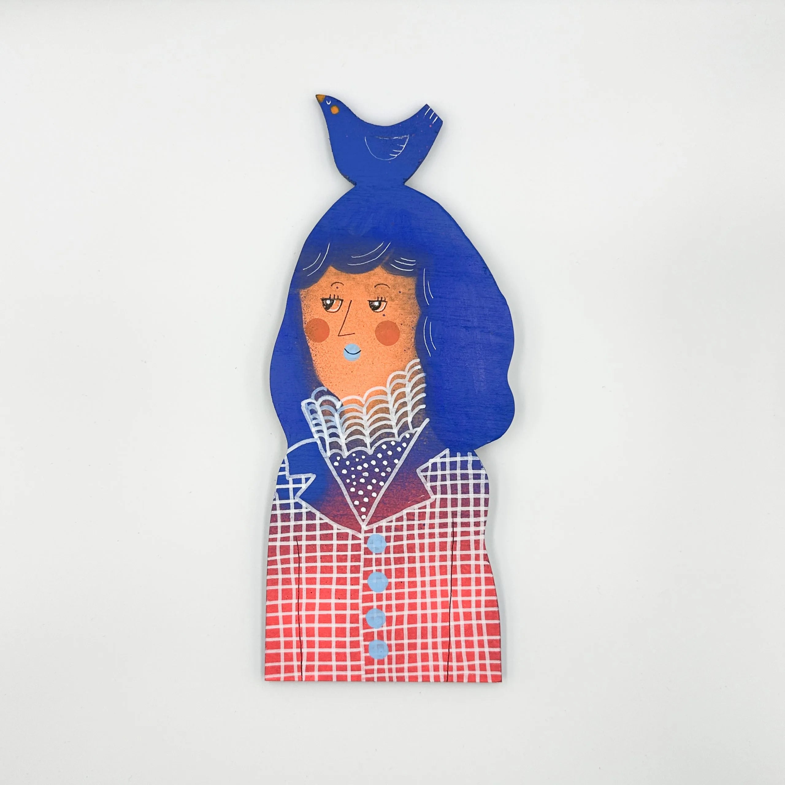 Handmade Wooden wWoman Figure Magnetic Wall Hanging