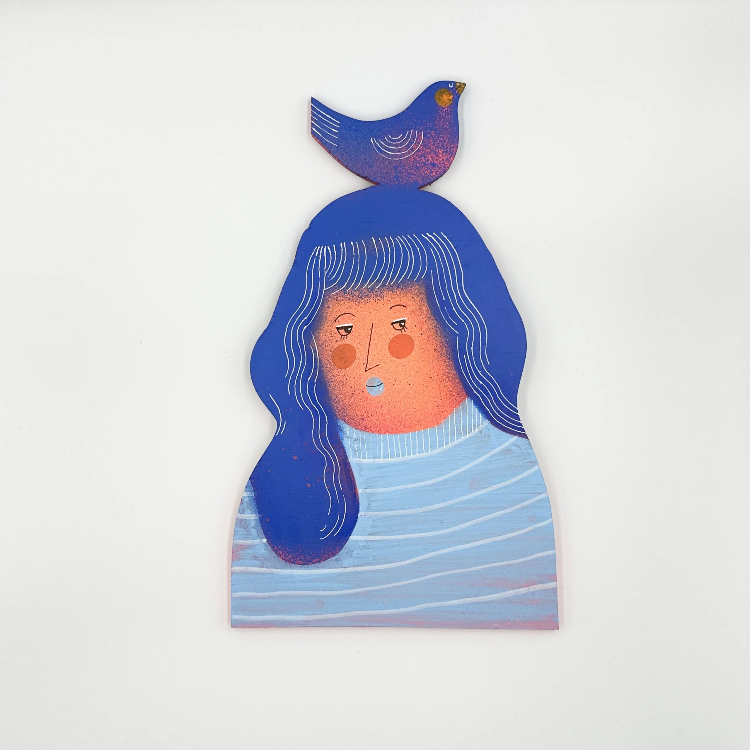 Handmade Wooden wWoman Figure Magnetic Wall Hanging